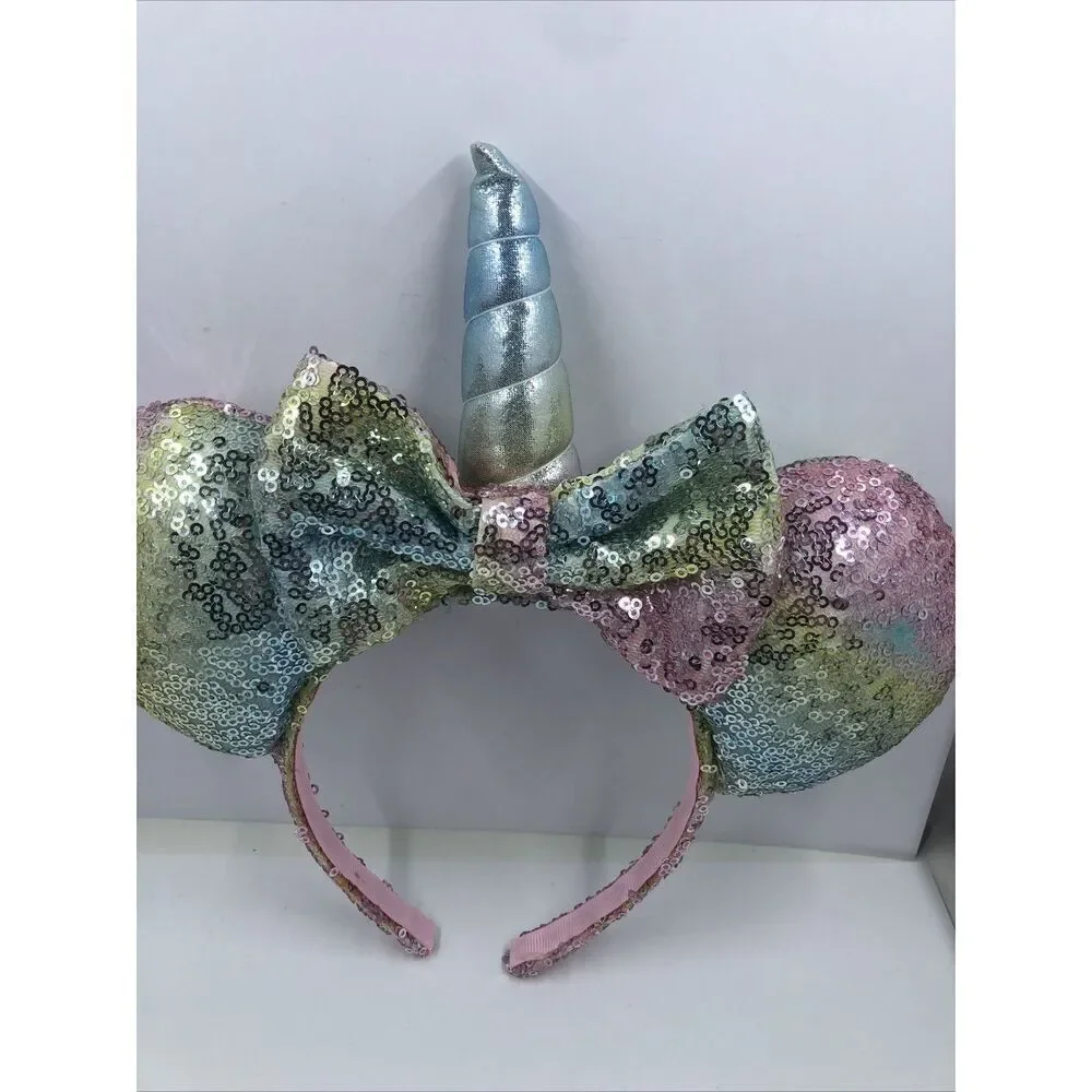 Disney Parks Unicorn Minnie Mouse Ears Headband-pastel Sequin Bow Horn